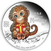 50 Cents - Elizabeth II Year of the Monkey, Tuvalu, 2016 reverse image