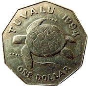 1 Dollar - Elizabeth II 3rd portrait, Tuvalu, 1994 reverse image