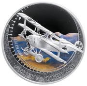 1 Dollar - Elizabeth II Fokker; coloured, Tuvalu, 2005 reverse image