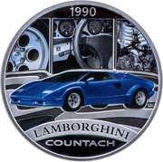 1 Dollar - Elizabeth II Lamborghini Countach, Tuvalu, 2006 reverse image