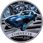 1 Dollar - Elizabeth II Corvette Sting Ray, Tuvalu, 2006 reverse image