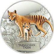 1 Dollar - Elizabeth II Tasmanian Tiger, Tuvalu, 2011 reverse image