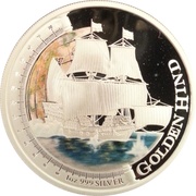 1 Dollar - Elizabeth II Golden Hind; Silver Bullion, Tuvalu, 2011 reverse image
