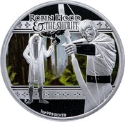 1 Dollar - Elizabeth II Robin Hood and the Sheriff, Tuvalu, 2011 reverse image