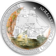1 Dollar - Elizabeth II USS Constitution; Silver Bullion, Tuvalu, 2012 reverse image