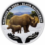 1 Dollar - Elizabeth II Black Rhinoceros, Tuvalu, 2012 reverse image