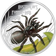 1 Dollar - Elizabeth II Funnel-Web Spider; Silver Bullion, Tuvalu, 2012 reverse image