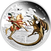 1 Dollar - Elizabeth II St. George and the Dragon, Tuvalu, 2012 reverse image