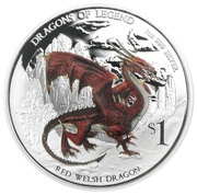 1 Dollar - Elizabeth II Red Welsh Dragon, Tuvalu, 2012 reverse image