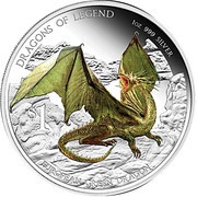1 Dollar - Elizabeth II European Green Dragon, Tuvalu, 2013 reverse image