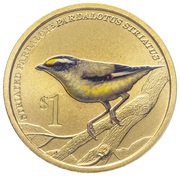1 Dollar - Elizabeth II Striated Pardalote, Tuvalu, 2013 reverse image