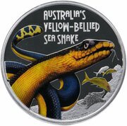 1 Dollar - Elizabeth II Yellow-bellied Sea Snake, Tuvalu, 2013 reverse image