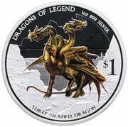 1 Dollar - Elizabeth II Three Headed Dragon, Tuvalu, 2013 reverse image