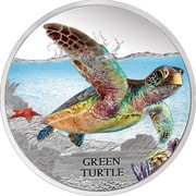1 Dollar - Elizabeth II Green Turtle, Tuvalu, 2014 reverse image