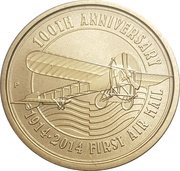 1 Dollar - Elizabeth II Centenary of First Airmail, Tuvalu, 2014 reverse image