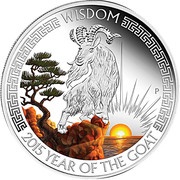 1 Dollar - Elizabeth II Year of the Goat - Wisdom, Tuvalu, 2015 reverse image
