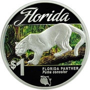 1 Dollar - Elizabeth II Florida Panther, Tuvalu, 2015 reverse image