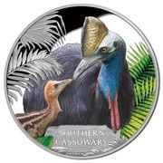 1 Dollar - Elizabeth II Southern Cassowary, Tuvalu, 2016 reverse image