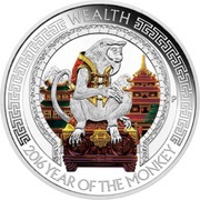 1 Dollar - Elizabeth II Year of the Monkey: Wealth, Tuvalu, 2016 reverse image