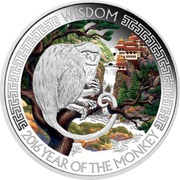 1 Dollar - Elizabeth II Year of the Monkey: Wisdom, Tuvalu, 2016 reverse image