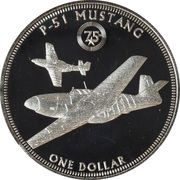 1 Dollar - Elizabeth II P-51 Mustang, Tuvalu, 2017 reverse image