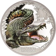 1 Dollar - Elizabeth II Saltwater Crocodile, Tuvalu, 2017 reverse image