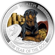 1 Dollar - Elizabeth II Year of the Dog: Wealth, Tuvalu, 2018 reverse image