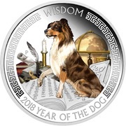 1 Dollar - Elizabeth II Year of the Dog: Wisdom, Tuvalu, 2018 reverse image