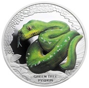 1 Dollar - Elizabeth II Green Tree Python, Tuvalu, 2018 reverse image