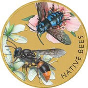 1 Dollar - Elizabeth II Native Bees reverse image