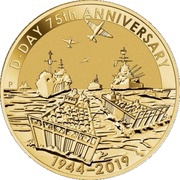 1 Dollar - Elizabeth II 4th Portrait; D-Day 75th Anniversary reverse image