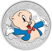 1 Dollar - Elizabeth II Porky Pig, Tuvalu, 2019 reverse image