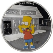 1 Dollar - Elizabeth II Bart Simpson, Tuvalu, 2019 reverse image