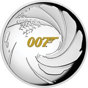 1 Dollar - Elizabeth II James Bond 007, gilded, Tuvalu, 2020 reverse image