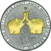 1 Dollar - Elizabeth II Kissing Ottifants; gilded, Tuvalu, 2020 reverse image