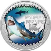 1 Dollar - Charles III Tiger Shark, Tuvalu, 2023 reverse image