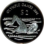 2 Dollars - Elizabeth II Summer Olympics, Tuvalu, 1996 reverse image