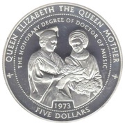 2 Dollars - Elizabeth II Presenting the Queen Mother with honorary degree, Tuvalu, 1997 reverse image