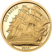 2 Dollars - Elizabeth II Los Reyes Sailing Ship, Tuvalu, 2010 reverse image