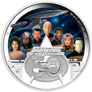 2 Dollars - Elizabeth II U.S.S. Enterprise NCC-1701-D Crew, Tuvalu, 2017 reverse image