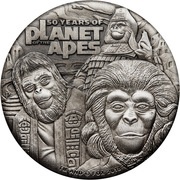 2 Dollars - Elizabeth II Planet of the Apes, Tuvalu, 2018 reverse image
