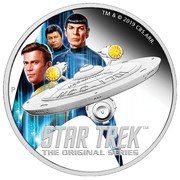 2 Dollars - Elizabeth II Star Trek U.S.S. Enterprise and Crew, Tuvalu, 2019 reverse image