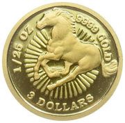 3 Dollars - Elizabeth II Horse, Tuvalu, 1998 reverse image