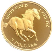 3 Dollars - Elizabeth II Horse, Tuvalu, 2006-2007 reverse image