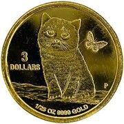 3 Dollars - Elizabeth II Cat, Tuvalu, 2020 reverse image