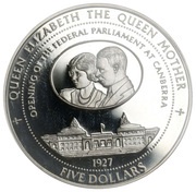 5 Dollars - Elizabeth II Opening of Parliament in Canberra, Tuvalu, 1997 reverse image