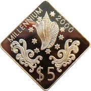 5 Dollars - Elizabeth II Millennium, Tuvalu, 1998 reverse image
