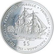 5 Dollars - Elizabeth II La Princesa, Tuvalu, 1999 reverse image