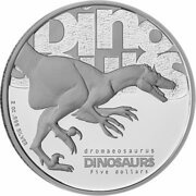 5 Dollars - Elizabeth II Dromeaosaurus, Tuvalu, 2002 reverse image