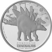 5 Dollars - Elizabeth II Stegosaurus, Tuvalu, 2002 reverse image
